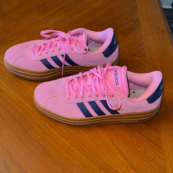adidas Platform Pink and Navy Women's Sneakers with Gum Sole - Picture 3 of 6